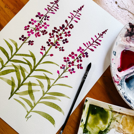 artist Bevin Marie free watercolour summer floral print from her free seasonal zine, Measure of Creation