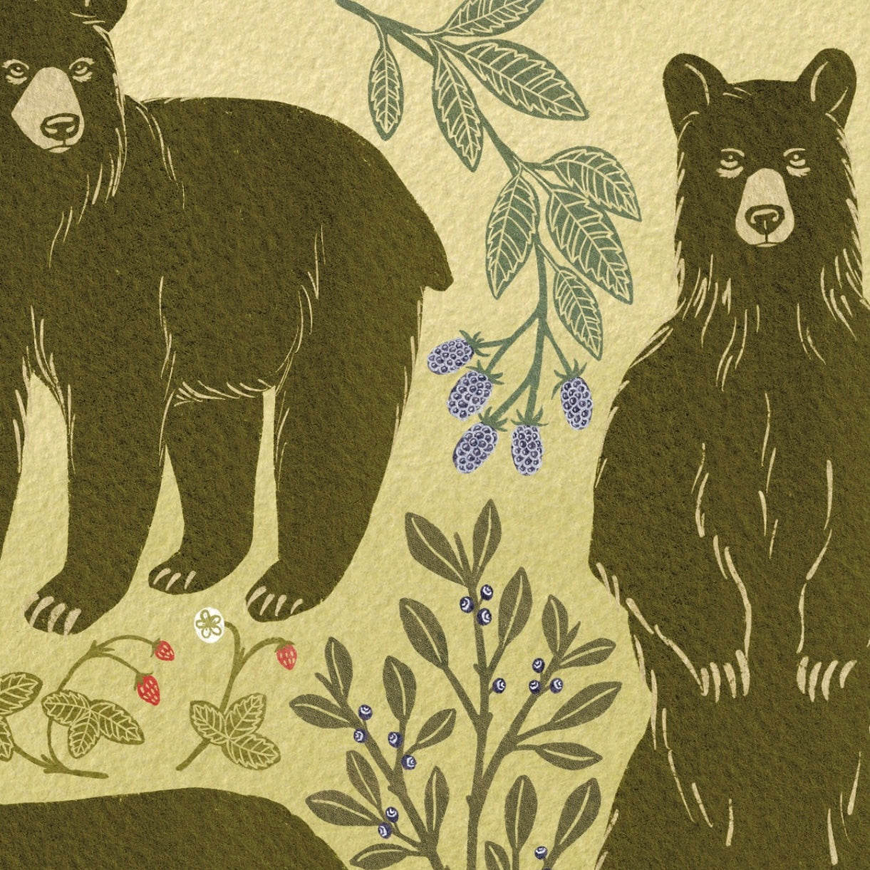 Bear + Bramble print - Strawberry