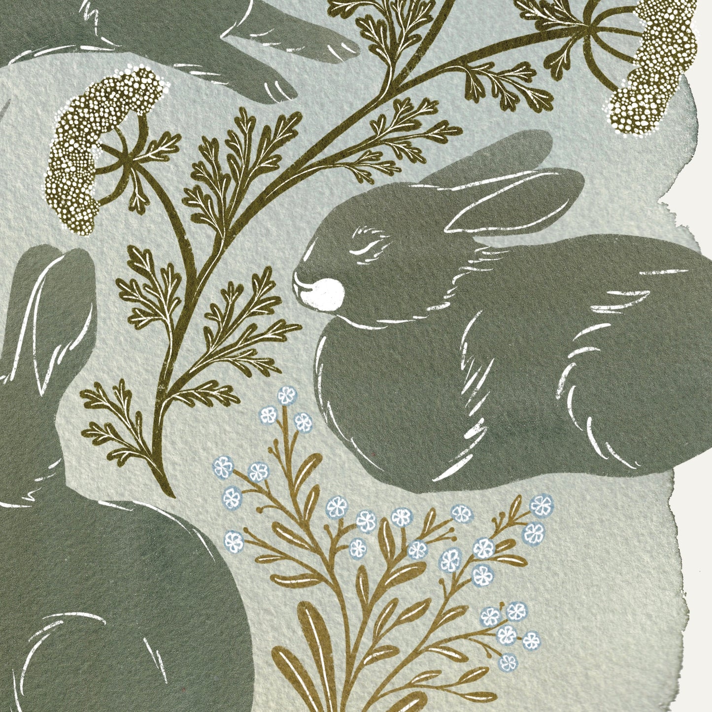 Rabbit Garden print - Chicory