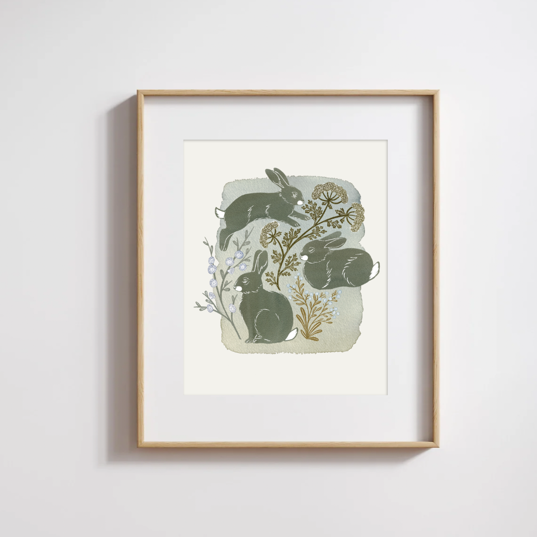 Rabbit Garden print - Chicory