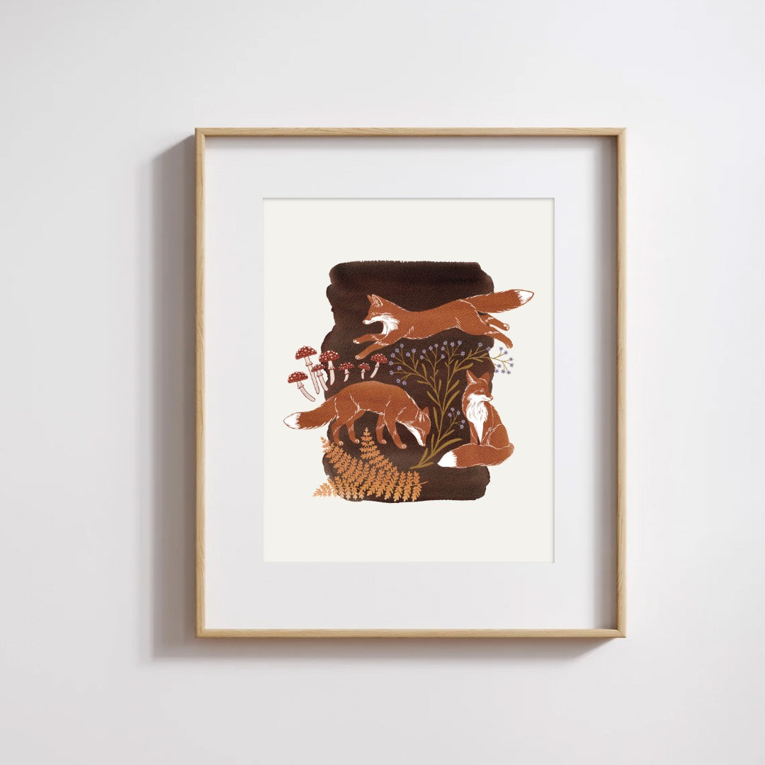 Fox + Fern print - Toadstool