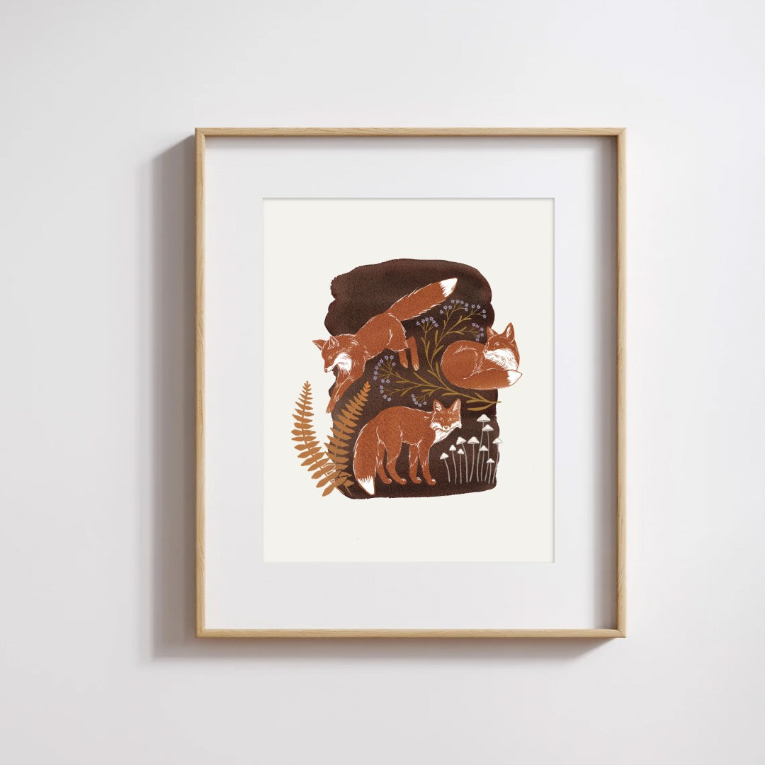 Fox + Fern print - Oak Bonnet