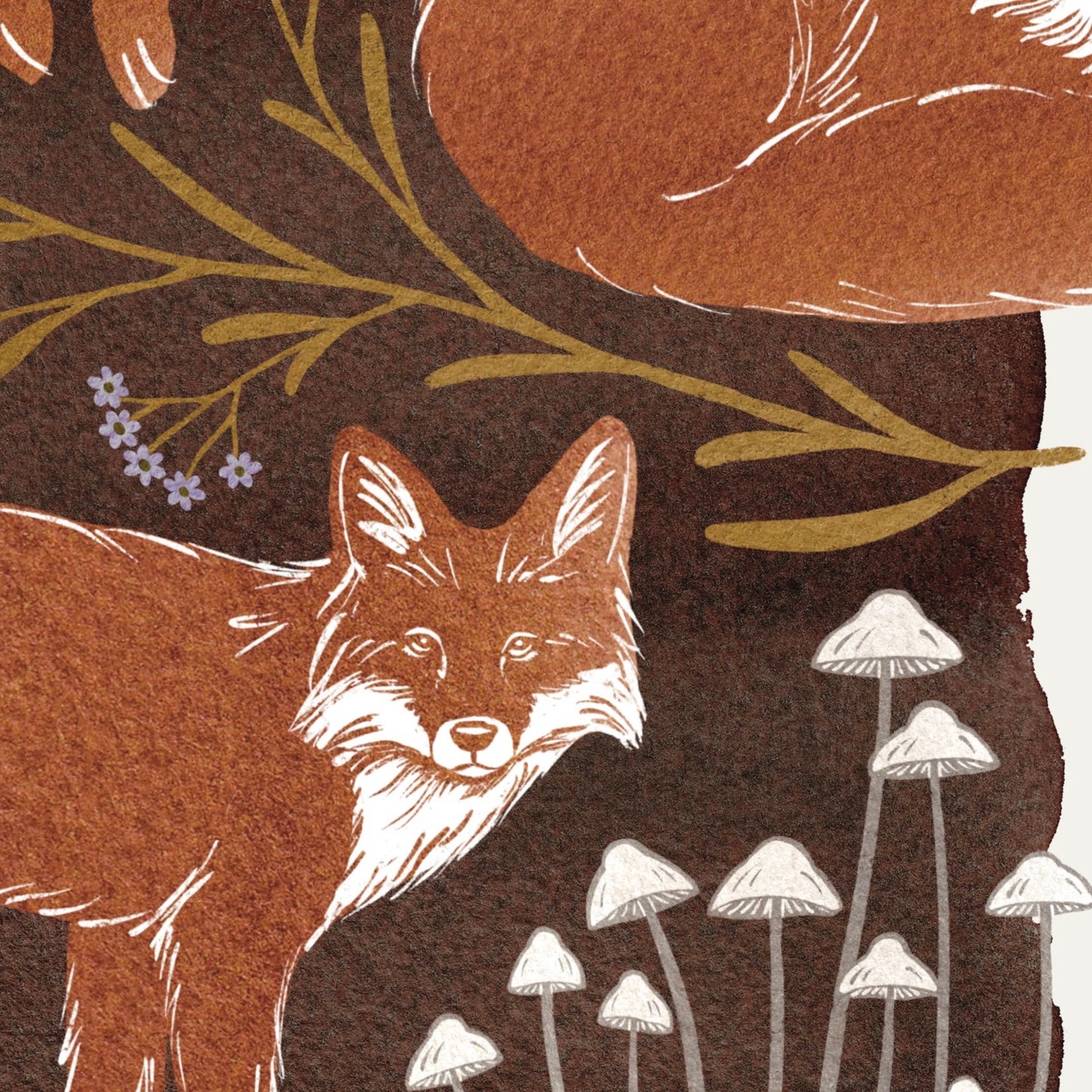 Fox + Fern print - Oak Bonnet