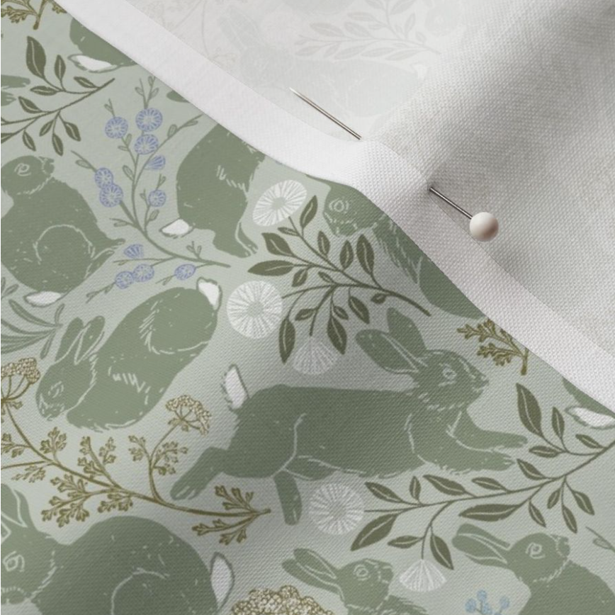 artist, Bevin Marie spring rabbit floral fabric pattern