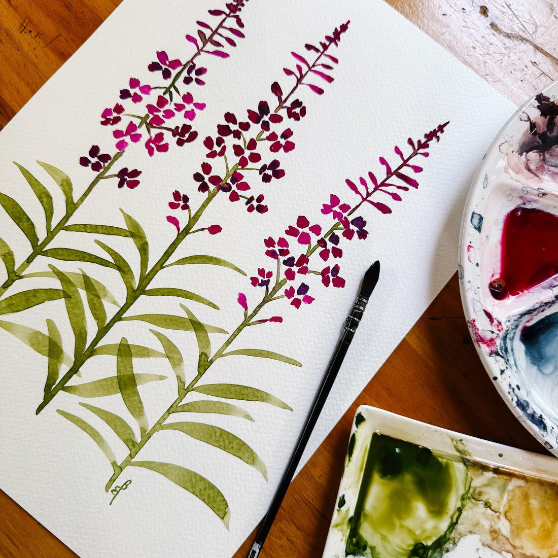 artist Bevin Marie free watercolour summer floral  print from her free seasonal zine, Measure of Creation