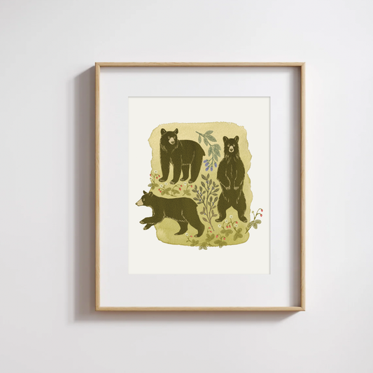 Bear + Bramble print - Strawberry