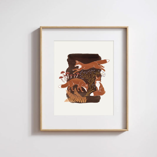 Fox + Fern print - Toadstool